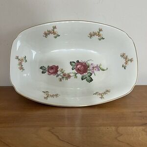 Vintage Epiag Czechoslovakia Floral Rose Rectangular Serving Bowl 9.5" x 7" x 2"